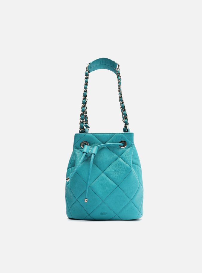 Bolsa Bucket Azul Couro Mizz Média