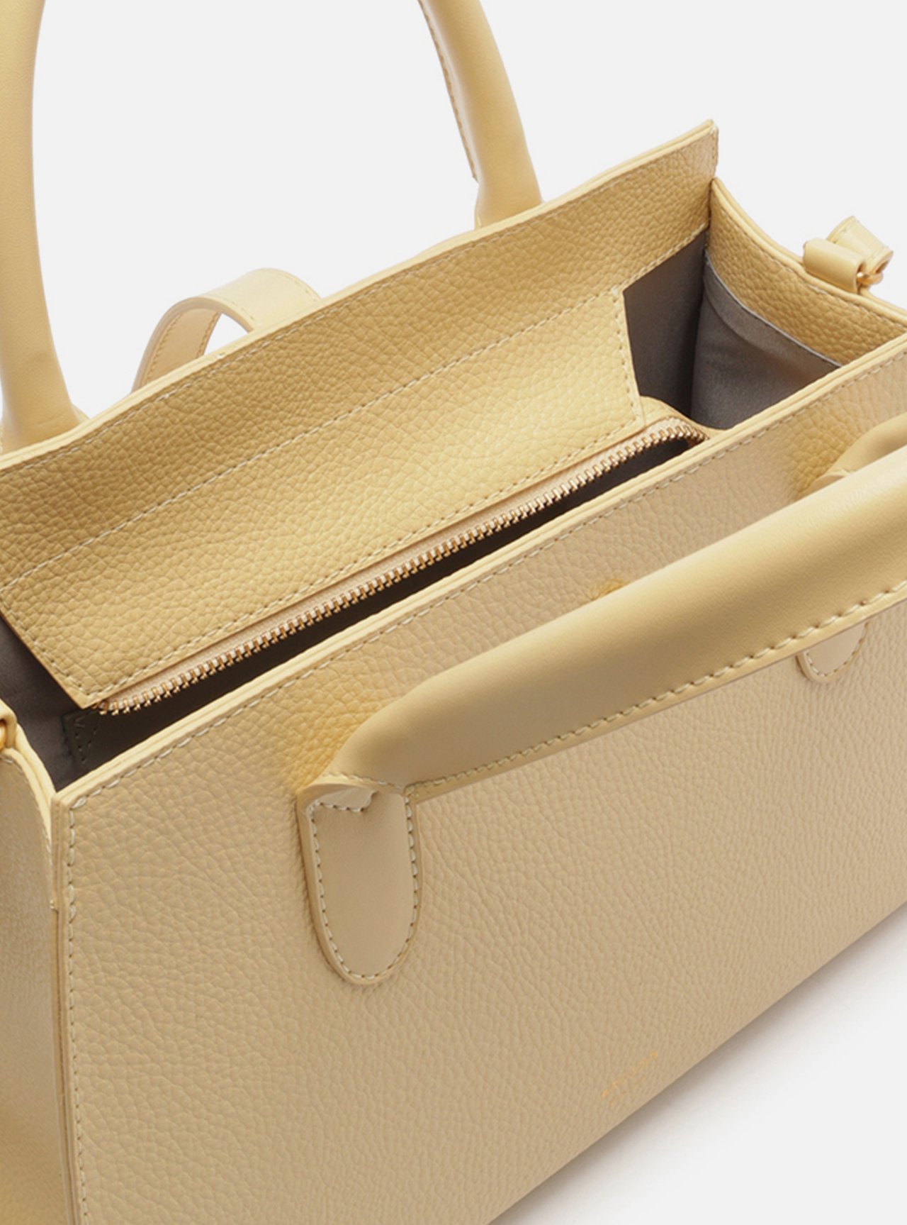 Bolsa Tote Bege Grande Metal Tiras Frontais — foto 4