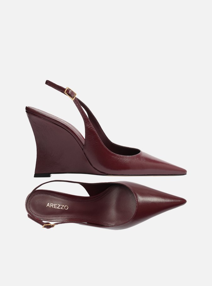 Scarpin Vermelho Couro Salto Anabela Slingback