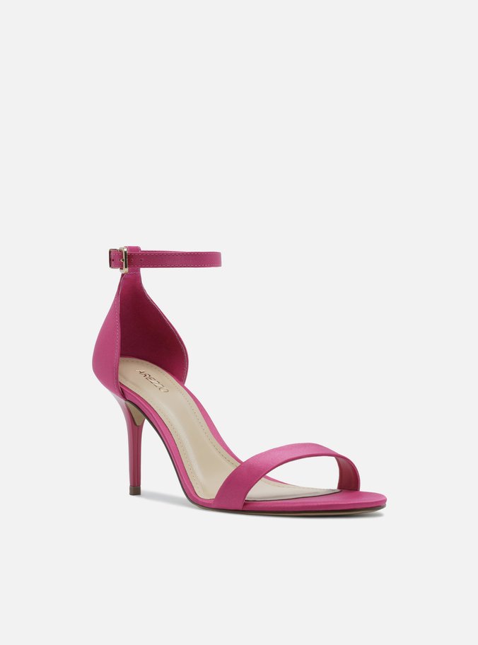 Sandália Salto Médio Rosa Cetim