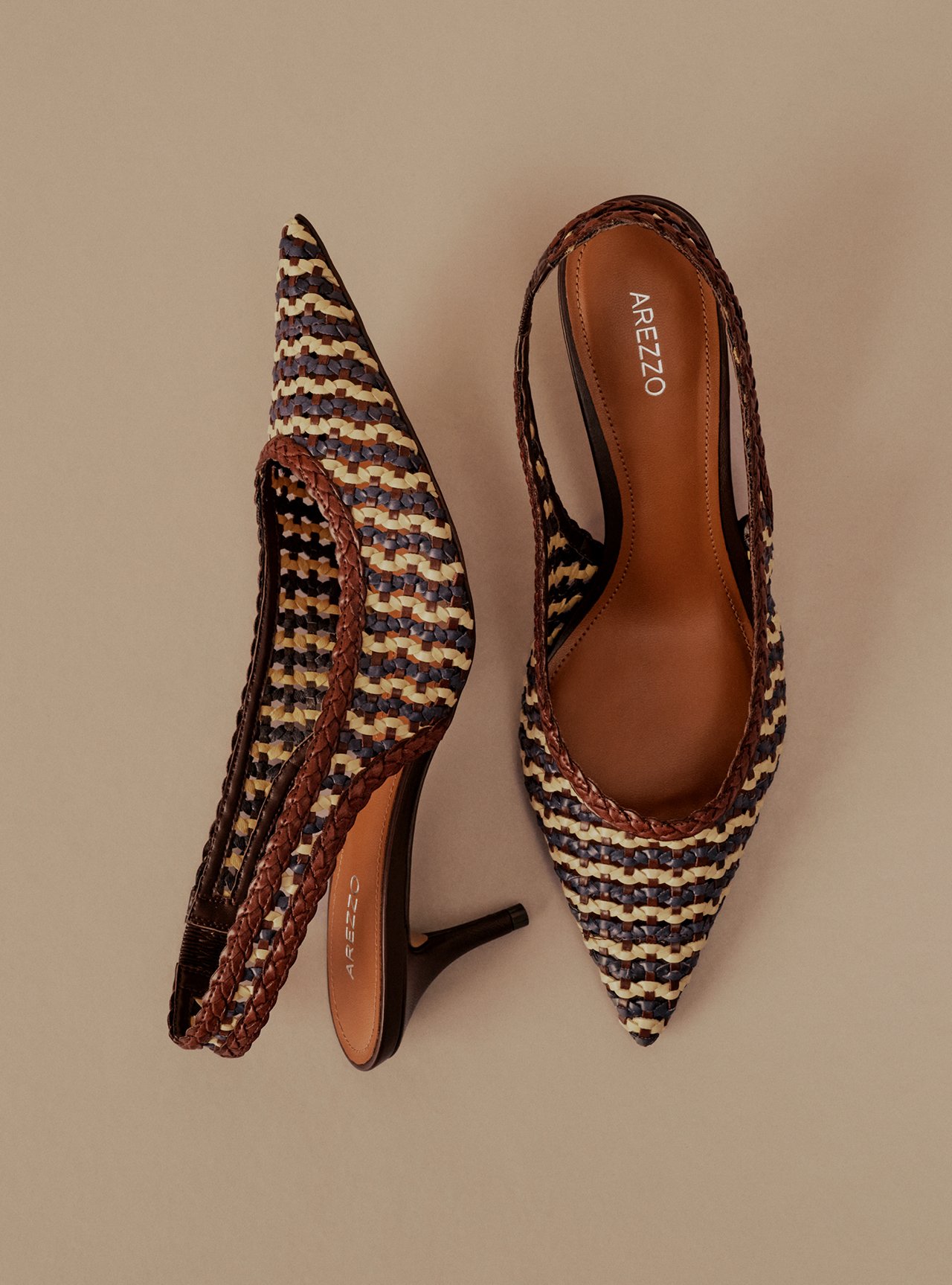 Scarpin Marrom Tressê Salto Fino Slingback — foto 2