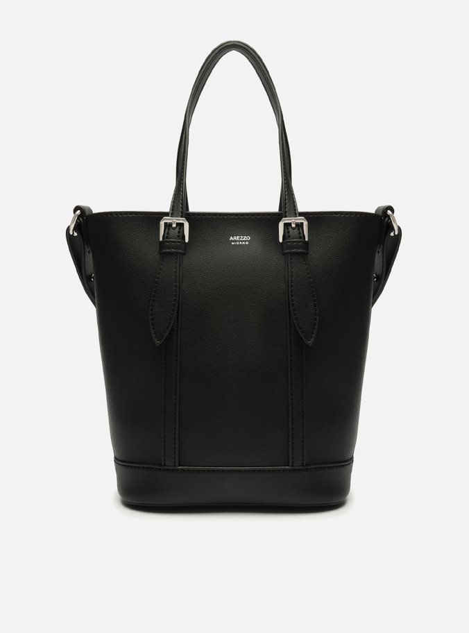 Bolsa Tote Preta Média Alças Fivela