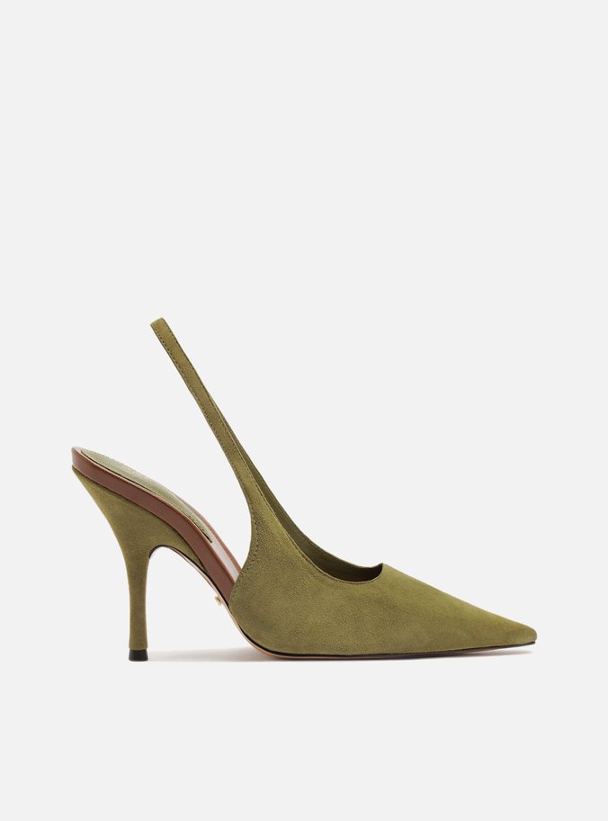 Scarpin Verde Acamurçado Slingback Salto Alto
