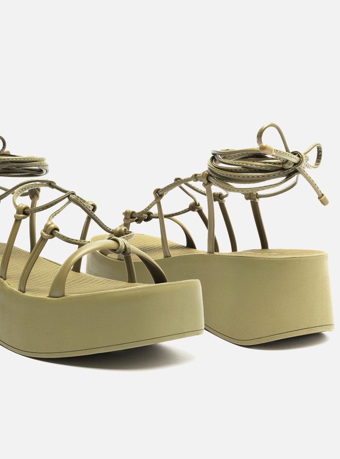 Sandália Verde Flatform Amarração Ayla Brizza