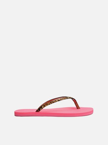 Chinelo Rosa e Animal Print Brizza Strap
