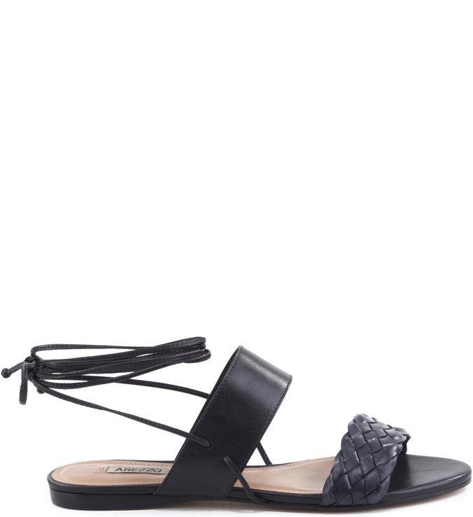 Rasteira Urban Lace Up Preta