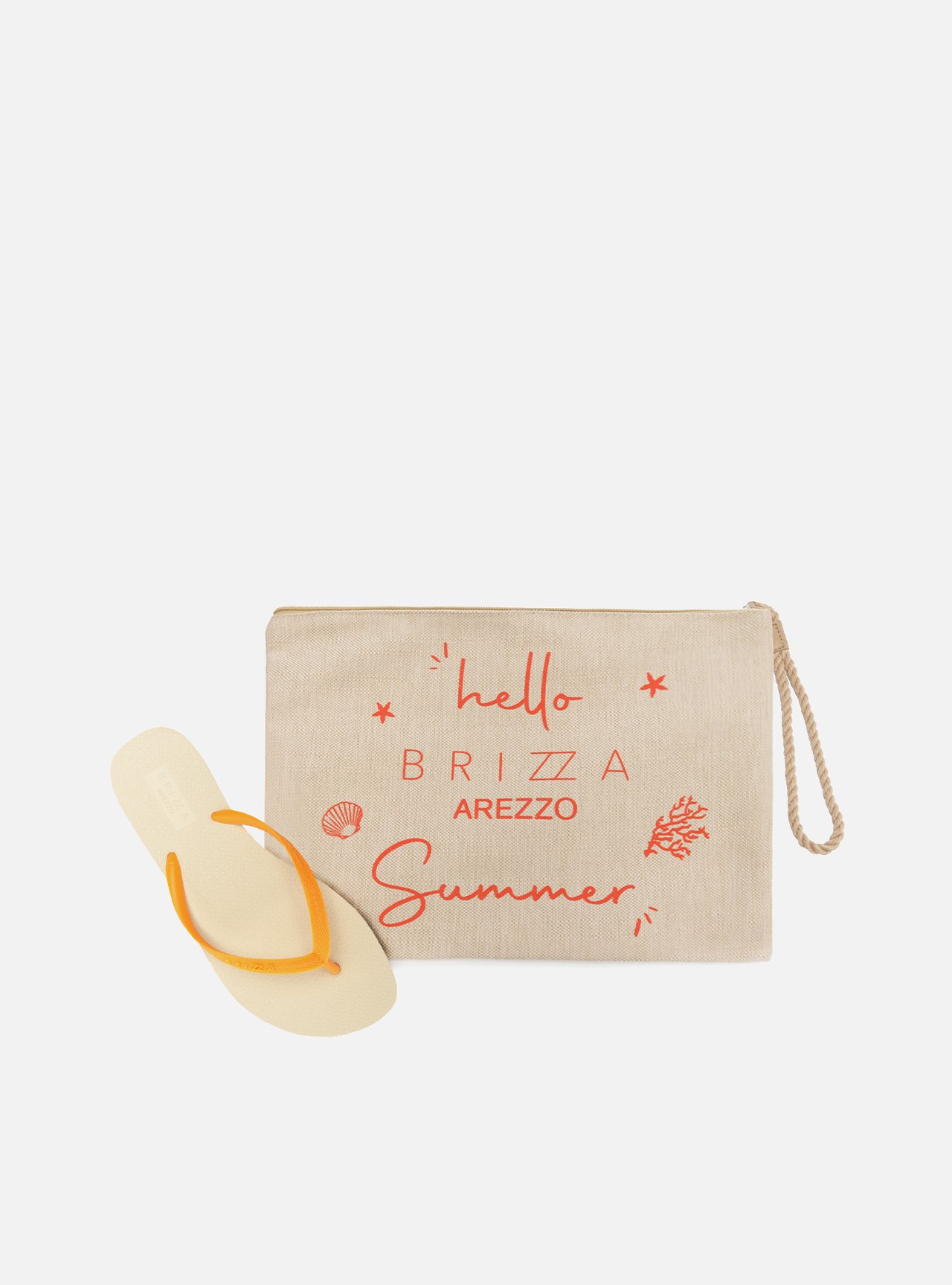 Chinelo de Dedo Branco e Laranja e Pouch — foto 6