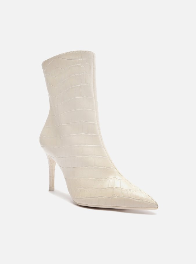 Bota Off-White Croco Cano Médio Salto Fino
