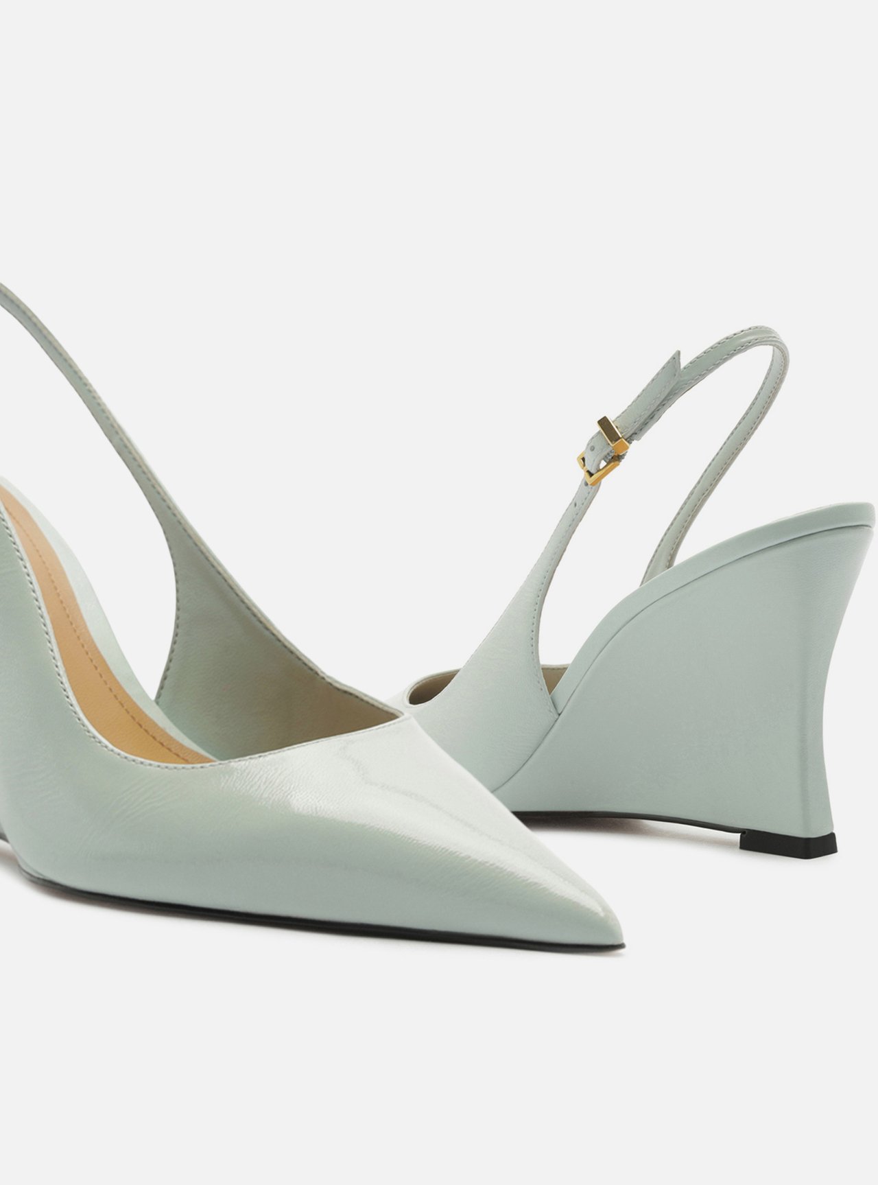Scarpin Azul Couro Anabela Slingback — foto 4