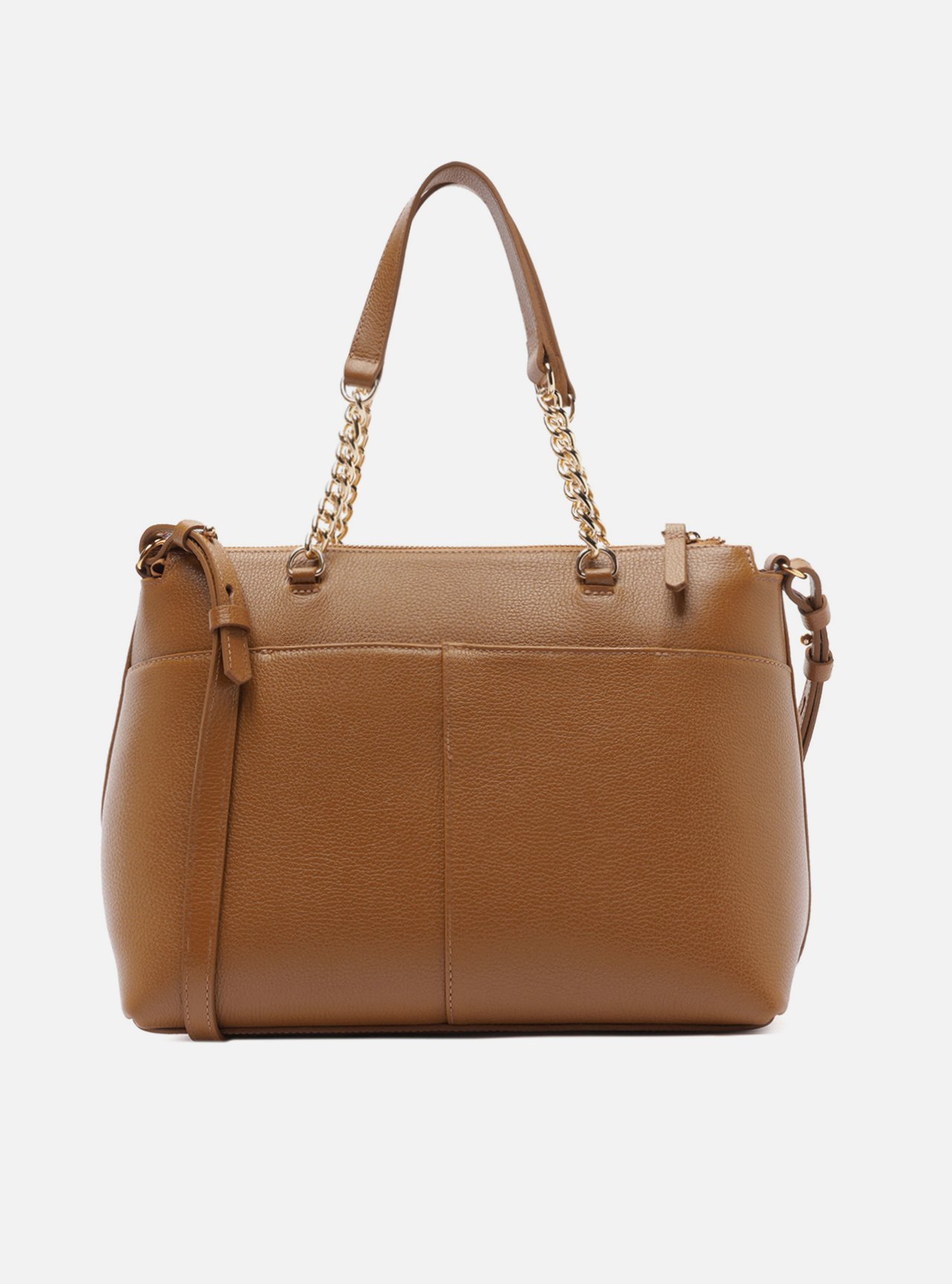 Bolsa Tote Marrom Couro Grande Alça Corrente — foto 3