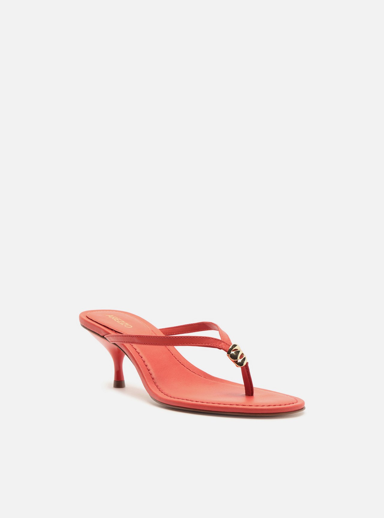 Tamanco Coral Salto Kitten Flip Flop Metal — foto 2