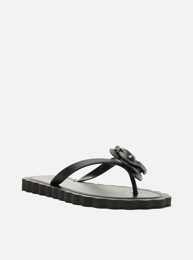Chinelo de Dedo Preto Recouro Flor Daisy