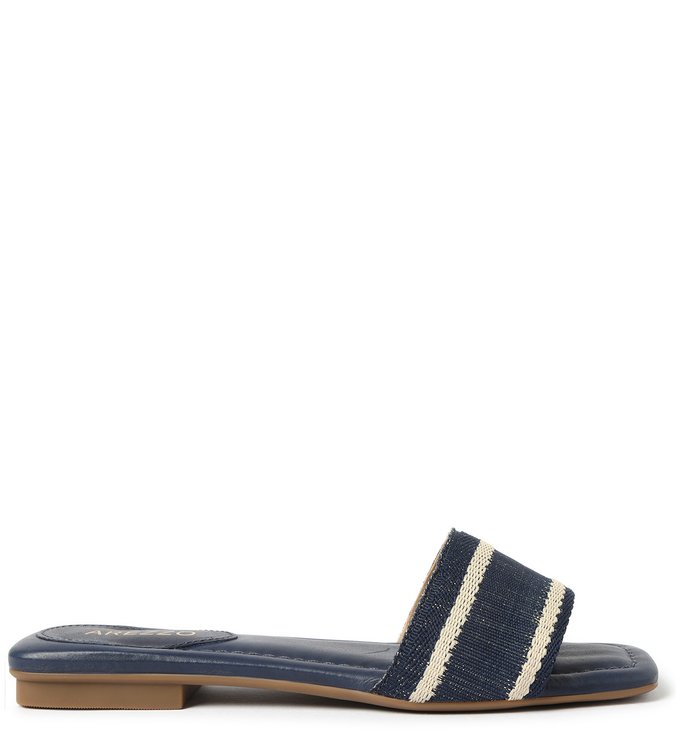 Sandália Rasteira Azul Knit Tira Larga