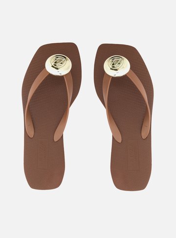 Chinelo de Dedo Marrom Square Tiras Largas