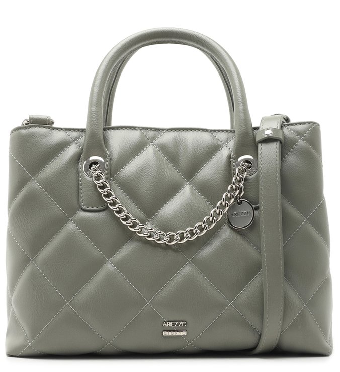 Bolsa Tote Cinza Matelassê Corrente