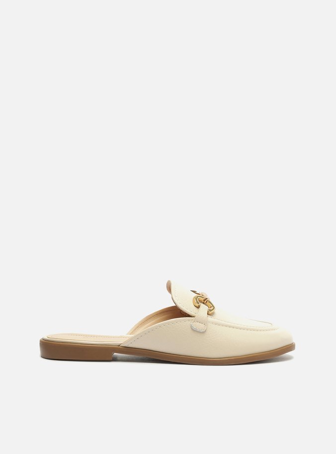Mule Off-White Couro Rasteira Bridão