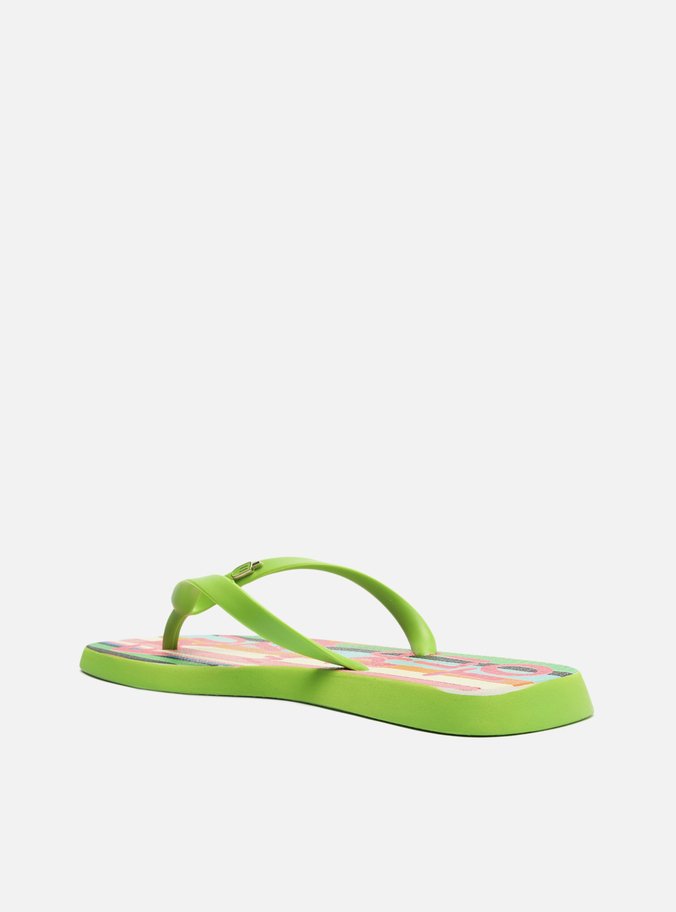 Kit Chinelo de Dedo Verde Listras e Bag Fruttare