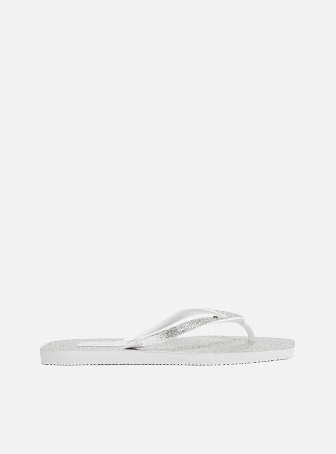 Chinelo de Dedo Branco Glitter Brizza Square