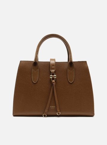Arezzo — Bolsa Tote Marrom Grande Metal Tiras Frontais