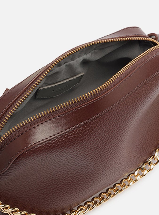 Bolsa Tote Marrom Pequena Tag Corrente