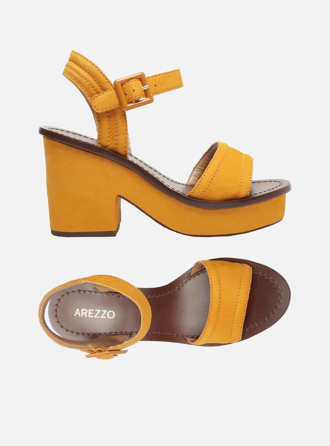 Sandália Nobuck Amarelo Meia Pata