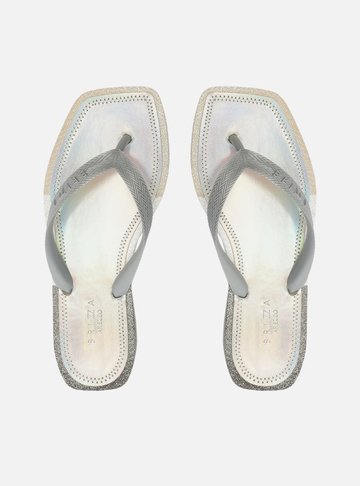 Chinelo de Dedo Prata Glitter Square Brizza