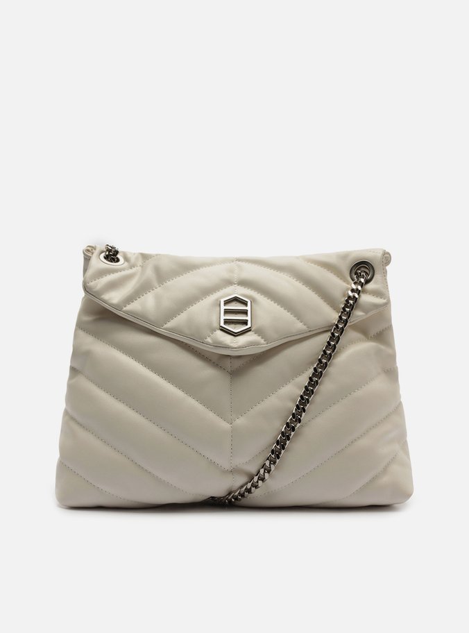 Bolsa Tiracolo Branca Couro Matelassê Grande
