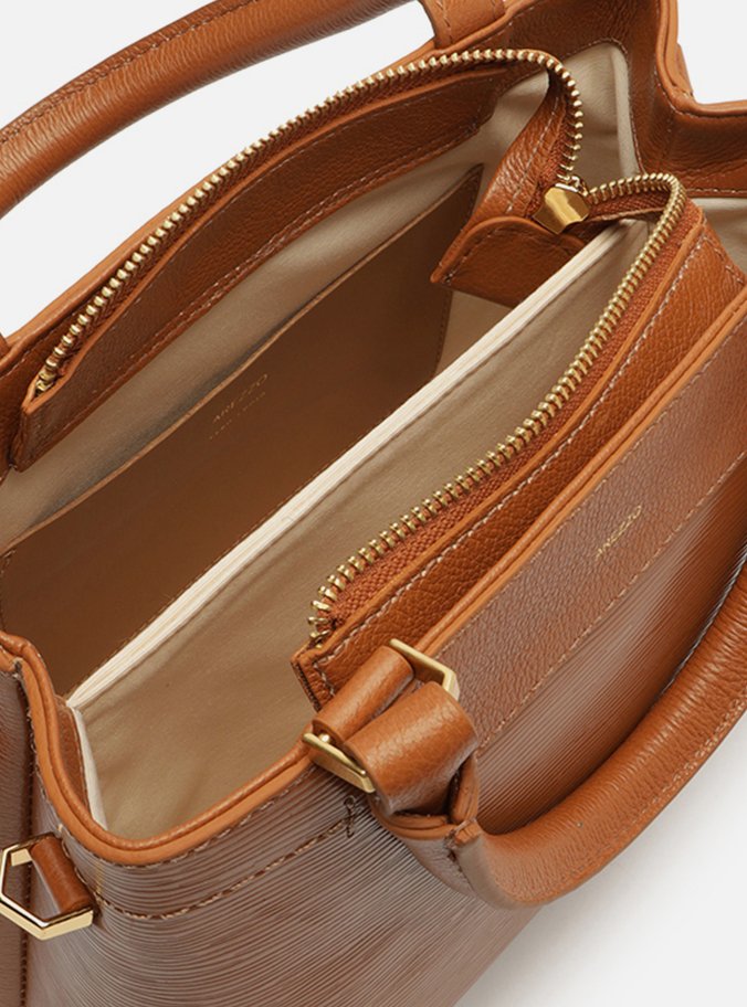 Bolsa Tote Marrom Couro Textura Média