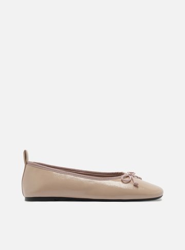 Sapatilha Rosa Couro Shiny Bico Redondo Laço