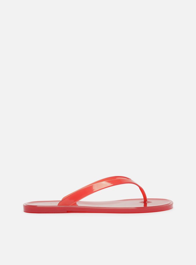 Chinelo Vermelho Rasteiro Jelly