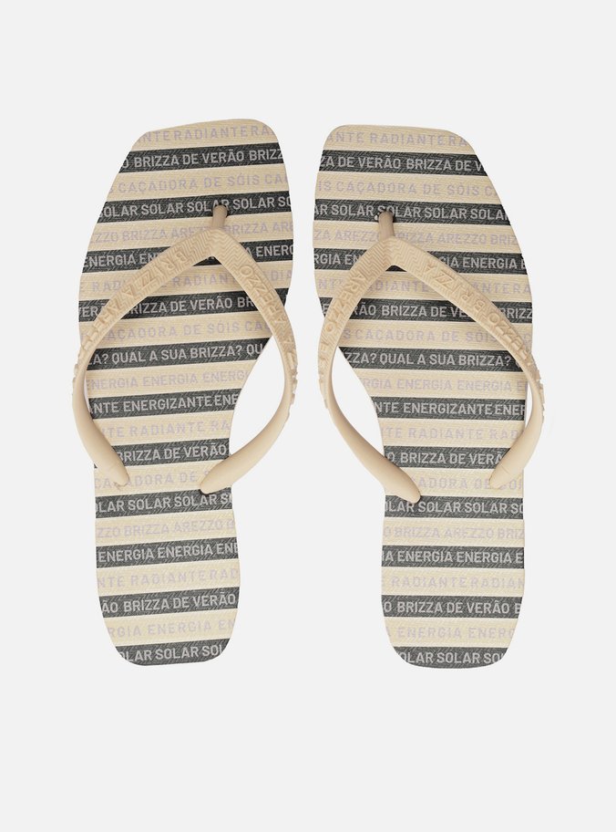 Chinelo de Dedo Branco Square Fitinhas Preto