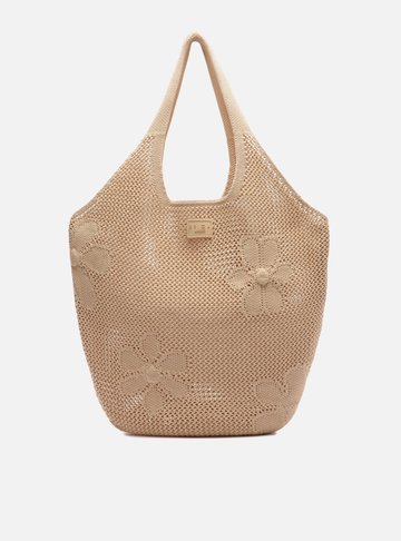 Arezzo — Bolsa Shopping Nude Crochê Grande Brizza