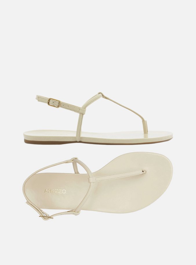 Sandália Rasteira Off-White Tiras Slim Básica