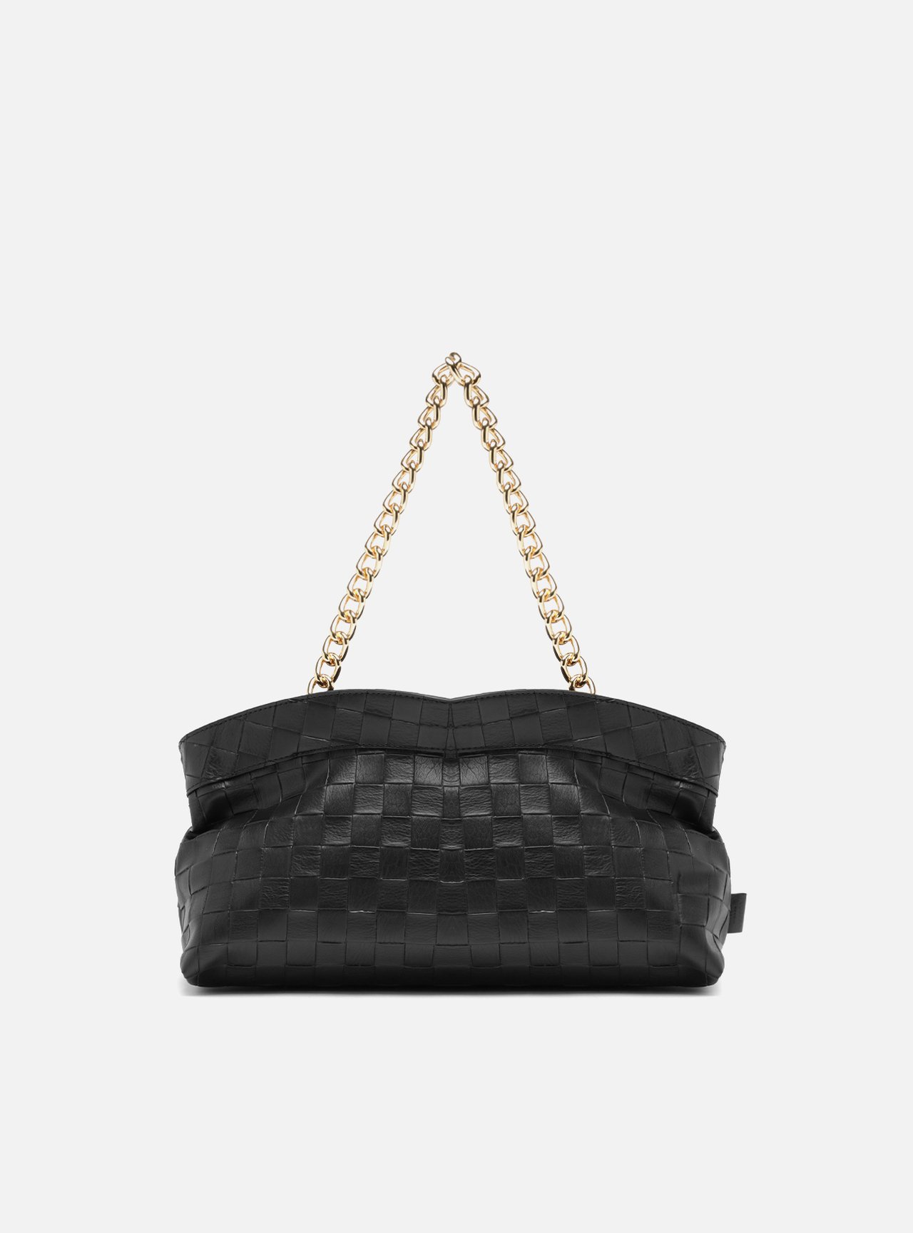 Bolsa Shoulder Preta Média Tressê Alça Corrente — foto 3