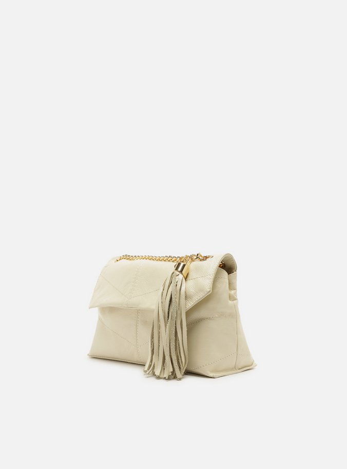 Bolsa Tiracolo Branca Couro Pequena Barbicacho