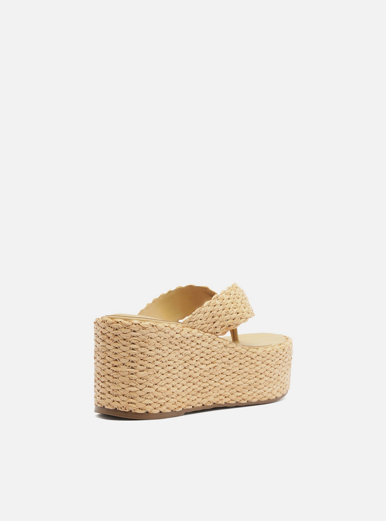 Sandália Bege Palha Flatform Flip Flop Metal — foto 3