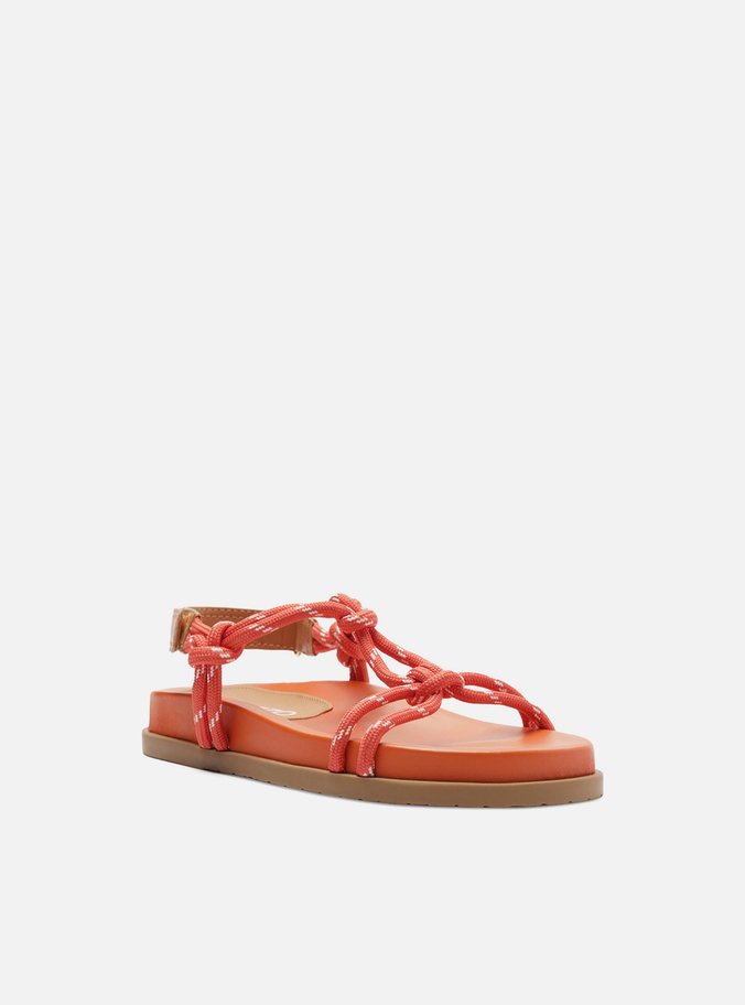 Sandália Papete Laranja Couro Custom Anklet