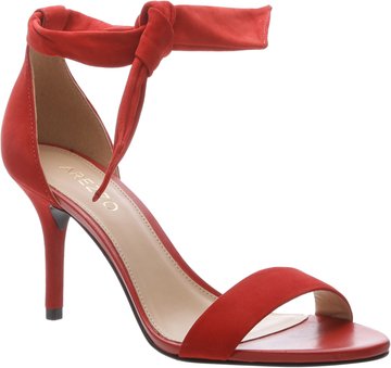 Sandália Nobuck Lace-up Salto Médio Batom Rouge