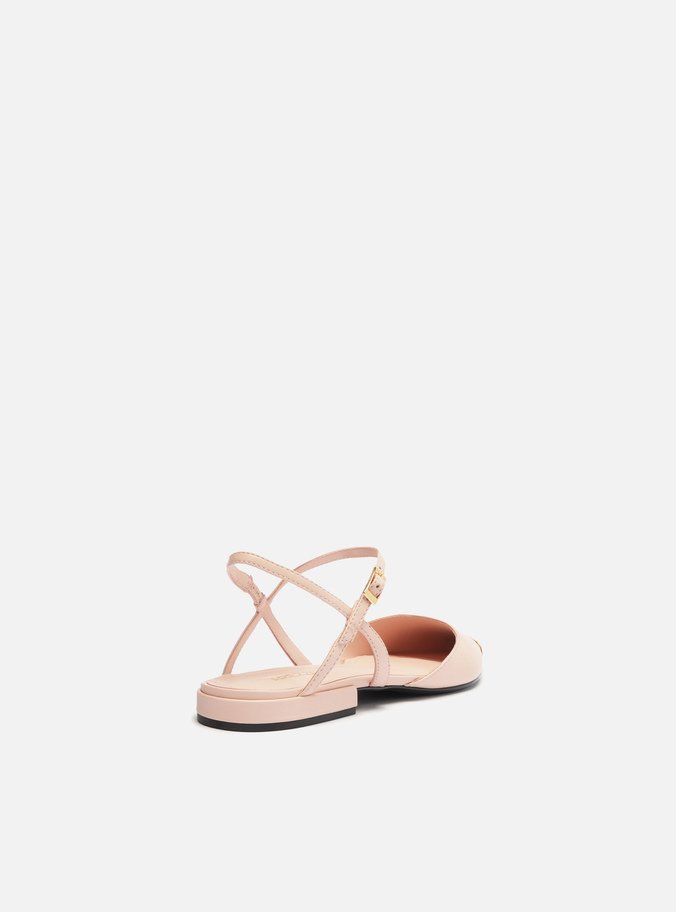 Sapatilha Rosa Couro Bico Fino Aberta Cap Toe