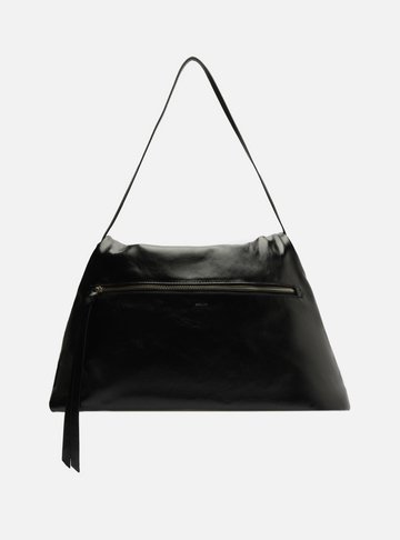Bolsa Tiracolo Preta Couro Grande Bolso
