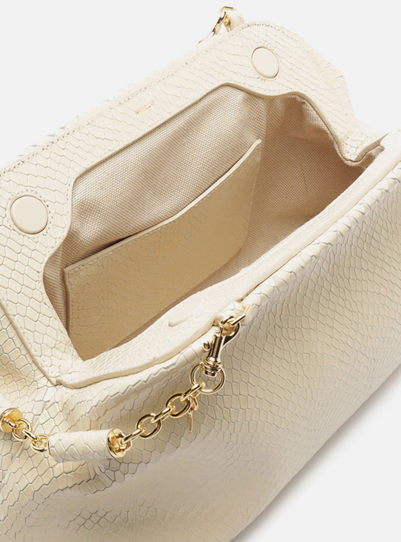 Bolsa Clutch Branca Couro Média Snake Corrente — foto 4