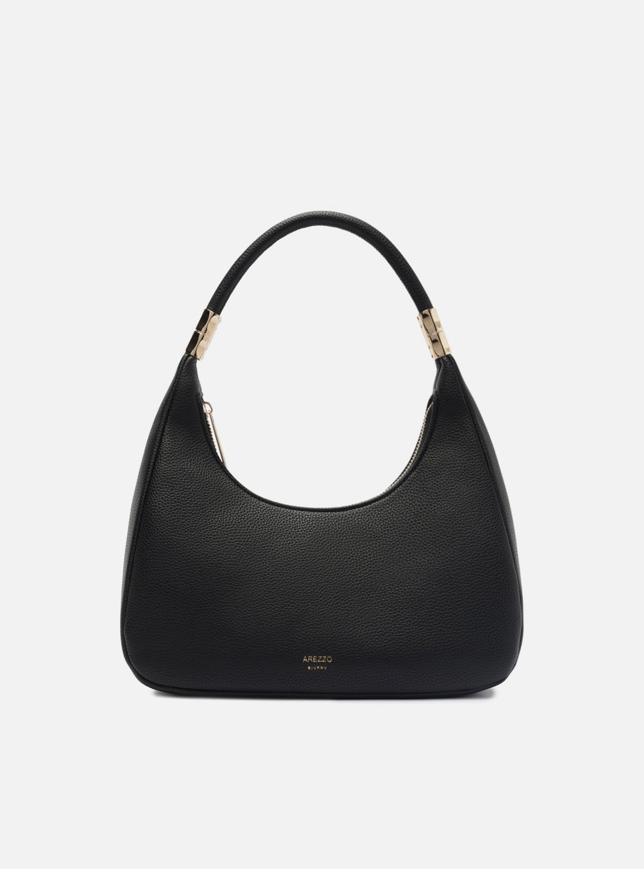 Bolsa Hobo Preta Média Granulada Metais — foto 1