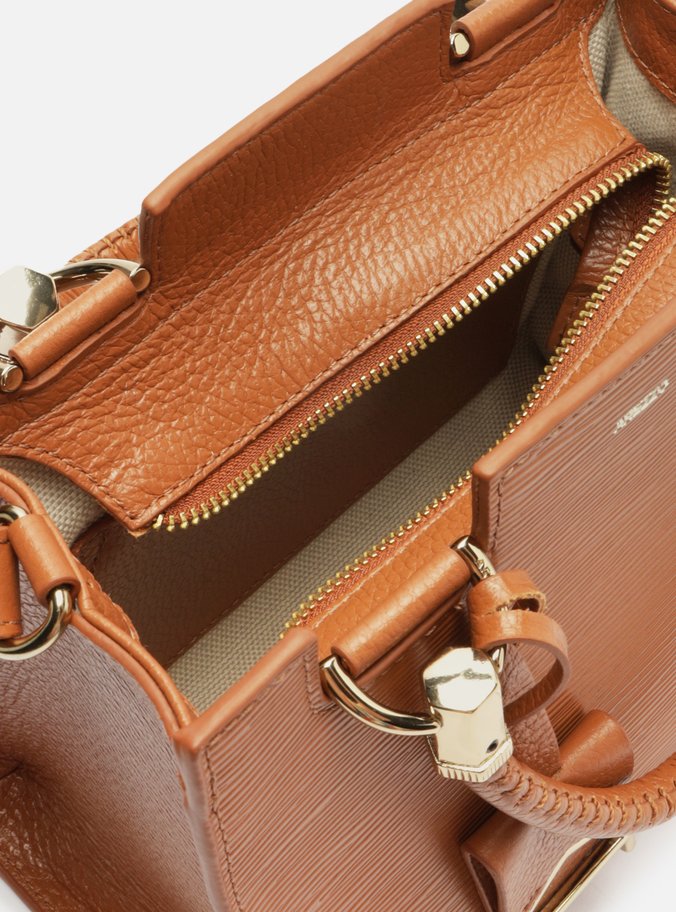 Bolsa Tote Marrom Couro Abraccio Média
