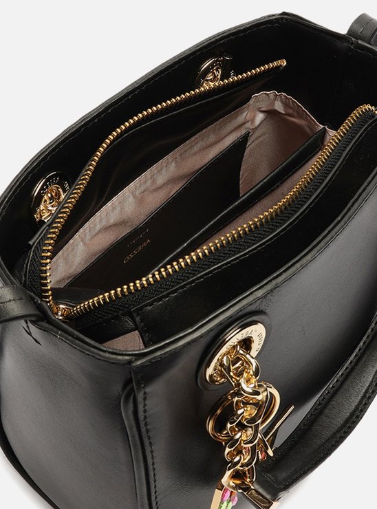 Bolsa Tote Preta Couro Jade Média