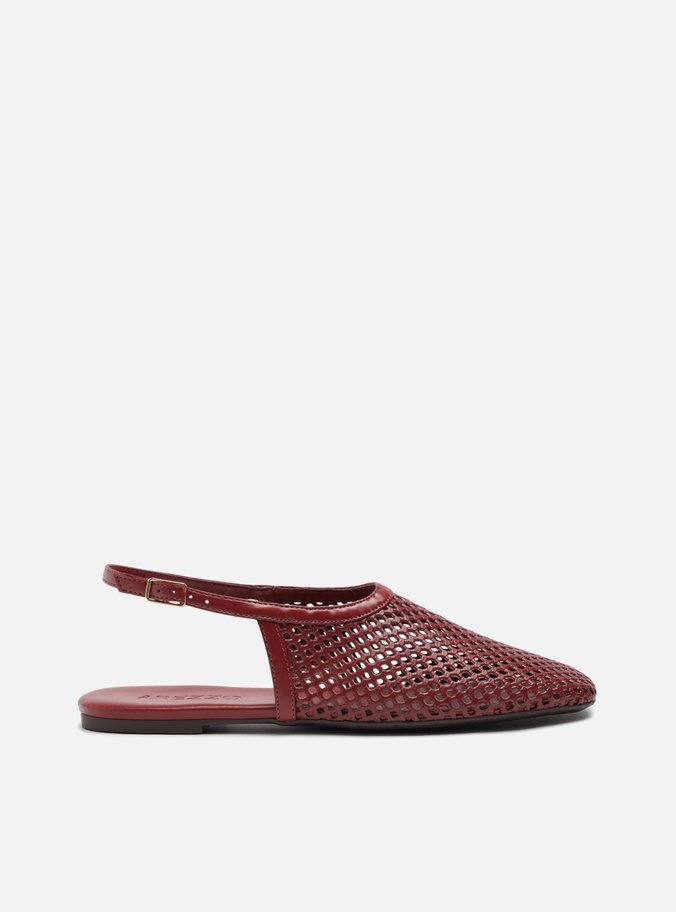Sapatilha Marrom Bico Redondo Tiras Vazadas Slingback