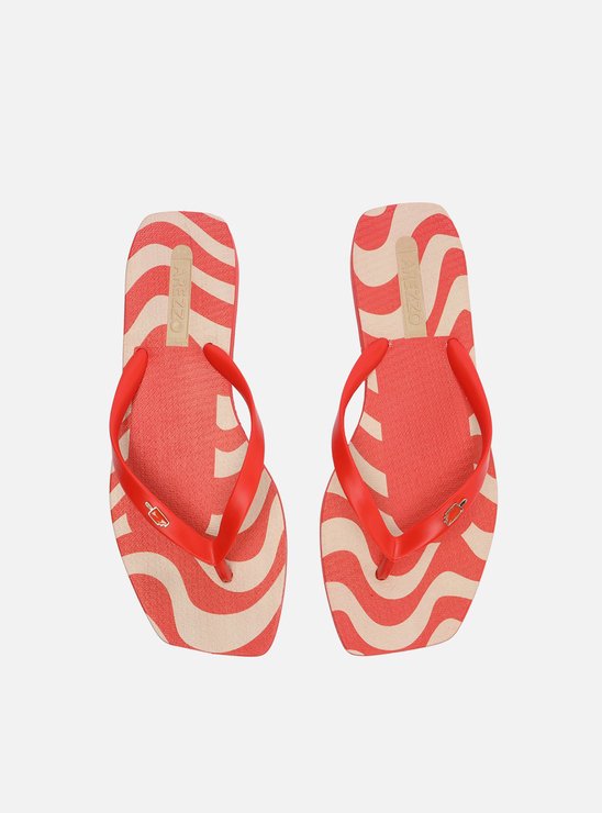 Chinelo de Dedo Vermelho Estampado Square e Bag Brizza