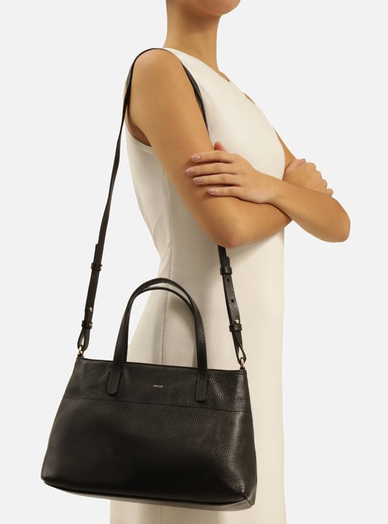 Bolsa Tote Preta Couro Jenny Grande