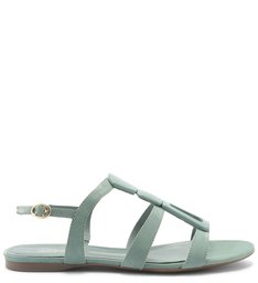 Sandália Rasteira Nobuck Resina Tiras Acqua Mint