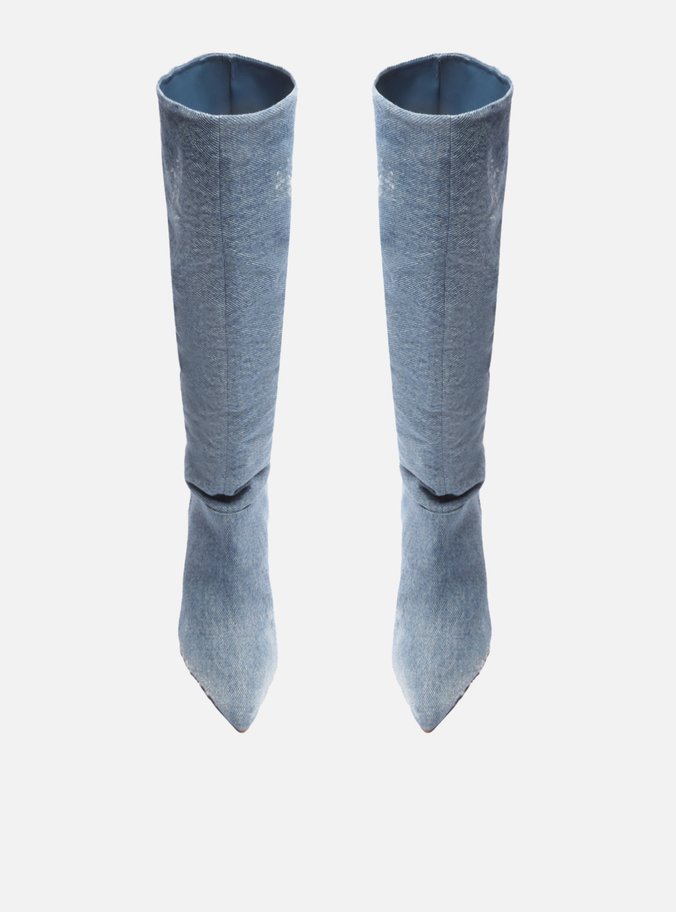 Bota Azul Denim Cano Longo Slouchy Ivy