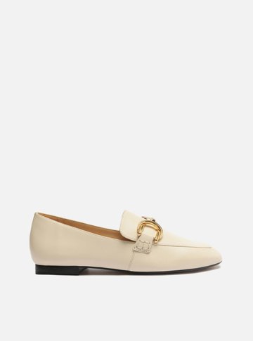 Mocassim Branco Couro Bico Redondo Classy